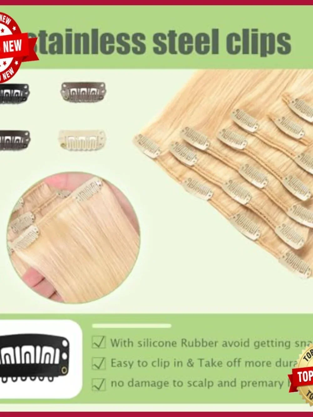 32 Inch Clip-In Human Hair Extensions, 120g 7pcs Set for Volume & Length